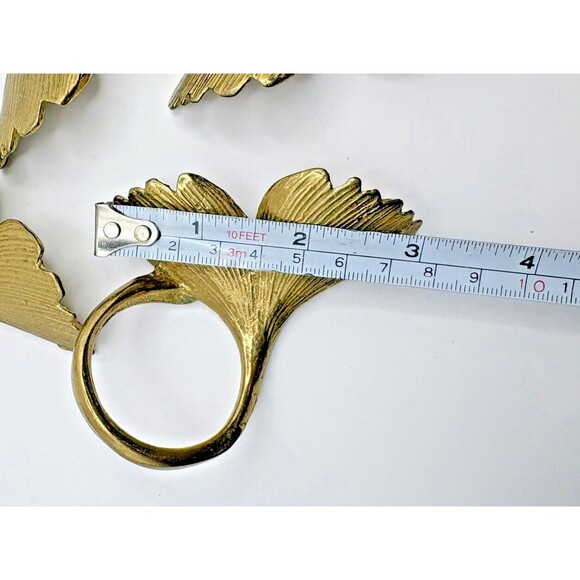 Vintage Set of 4 Brass Leaf Napkin Rings Used Not Polished - Picture 10 of 10